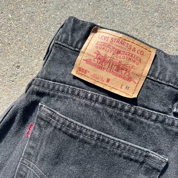 Ladies 90s Levi’s 555 black guys fit straight leg jeans 13 JR M Vintage - Picture 3 of 7